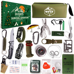 WiFER Survival Kit Advent Calendar opened box reveals 24 daily tools for outdoor preparedness.