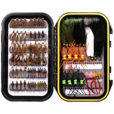 Wifreo 92pcs fly fishing flies assortment in waterproof case, front view