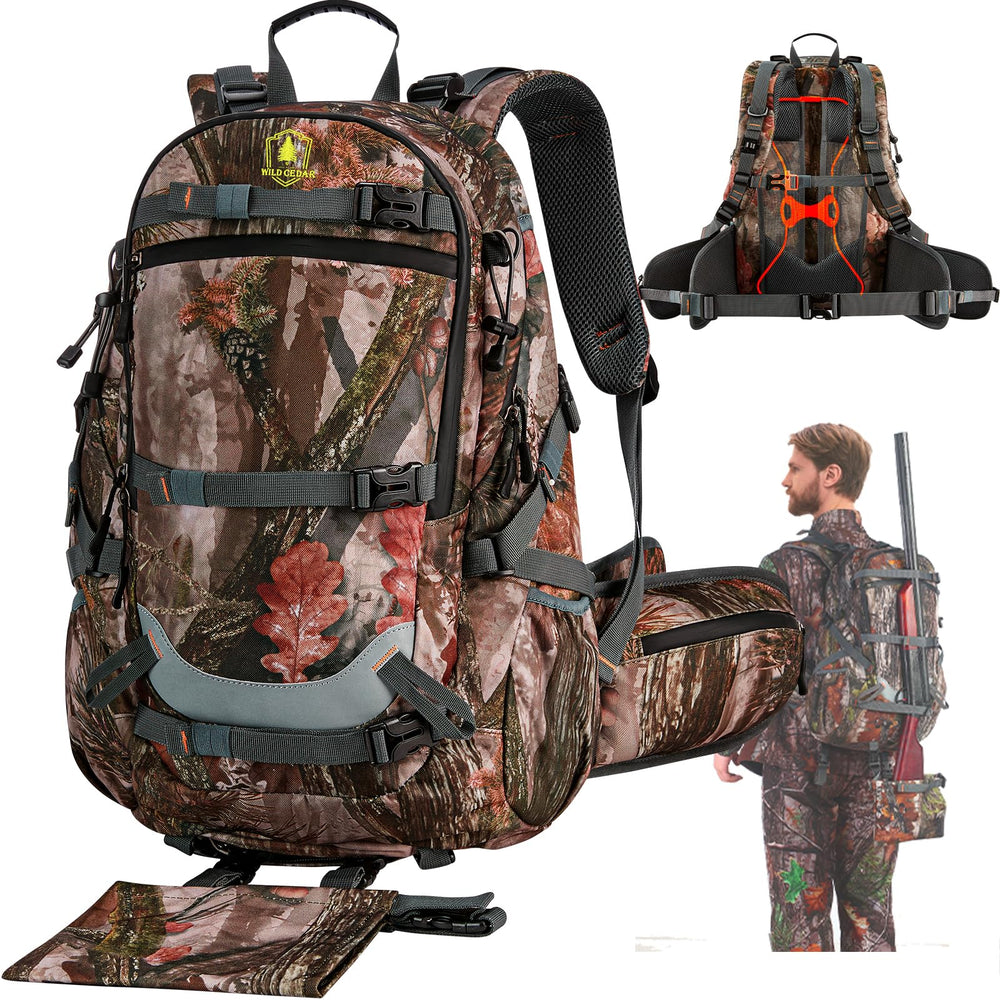 Wild Cedar camo hunting backpack main compartment enables organized gear and quick access.