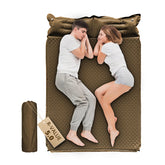 WILD FUN double sleeping pad in khaki, 2in thick for paired camping comfort.