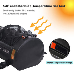 Wild Heart hose and nozzle setup for hands-free spray during camping.