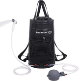 Wild Heart camping shower 22L in use for outdoor rinse and refresh.