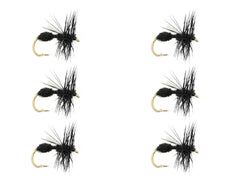 Wild Water Black Winged Ant dry fly size 12 closeup for surface-feeding trout.