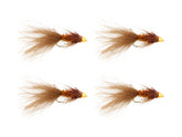 Wild Water cone head brown wooly bugger, front view, ideal for deep-water trout fishing.
