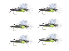 Wild Water parachute hopper dry fly size 12 resting on surface for surface feeding