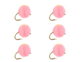 Wild Water pink egg yellow-spot fly, size 12, 6-pack for trout and salmon.