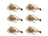 Wild Water tungsten bead head tan woolly bugger close-up for versatile trout and bass fishing.