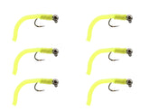 Wild Water yellow squirmy worm flies with tungsten bead head for trout fishing