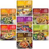 Wild Zora variety 7-pack pouches for convenient camping meals.