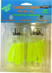 Wildcat Catfish Charlie dip worms with deep ribbing attract bites and reduce re-baiting during long sessions