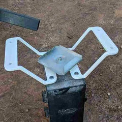 WildGame feeder leg bracket installation, quick bolt-on replacement with pre-drilled holes.
