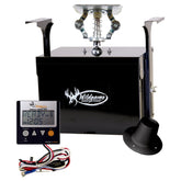Wildgame Innovations Evolution feeder assembly highlights durable powder-coated steel and full 360-degree feed range.