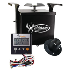 Wildgame Innovations Trophy Hunter Digital Feeder Kit front view showing rugged weather resistance for field use.
