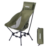 Wildhiker Portable High Back Chair backrest provides ergonomic support for comfy outdoor seating.