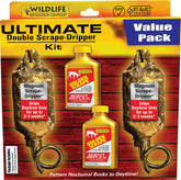 Front view of Wildlife Research Center Ultimate Double Dripper Combo camo with two Magnum Scrape-Drippers.