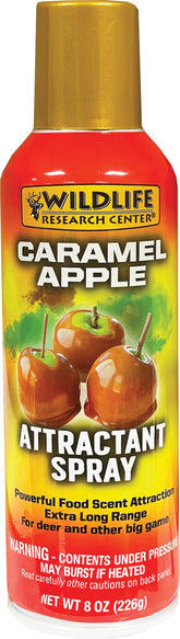 Wildlife Research Center caramel-apple attractant spray bottle close-up attracts deer