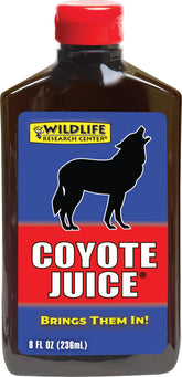 Bottle of Wildlife Research Center Coyote Juice Premium Predator Calling Scent