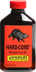 Wildlife Research Center Hard Core Racoon Lure bottle label