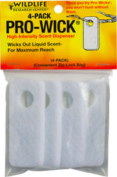 Wildlife Research Center Pro-Wick scent dispenser hanging on a branch for scent dispersion
