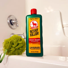 Wildlife Research Center Scent Killer 540-24 packaging emphasizes long-lasting odor defense.