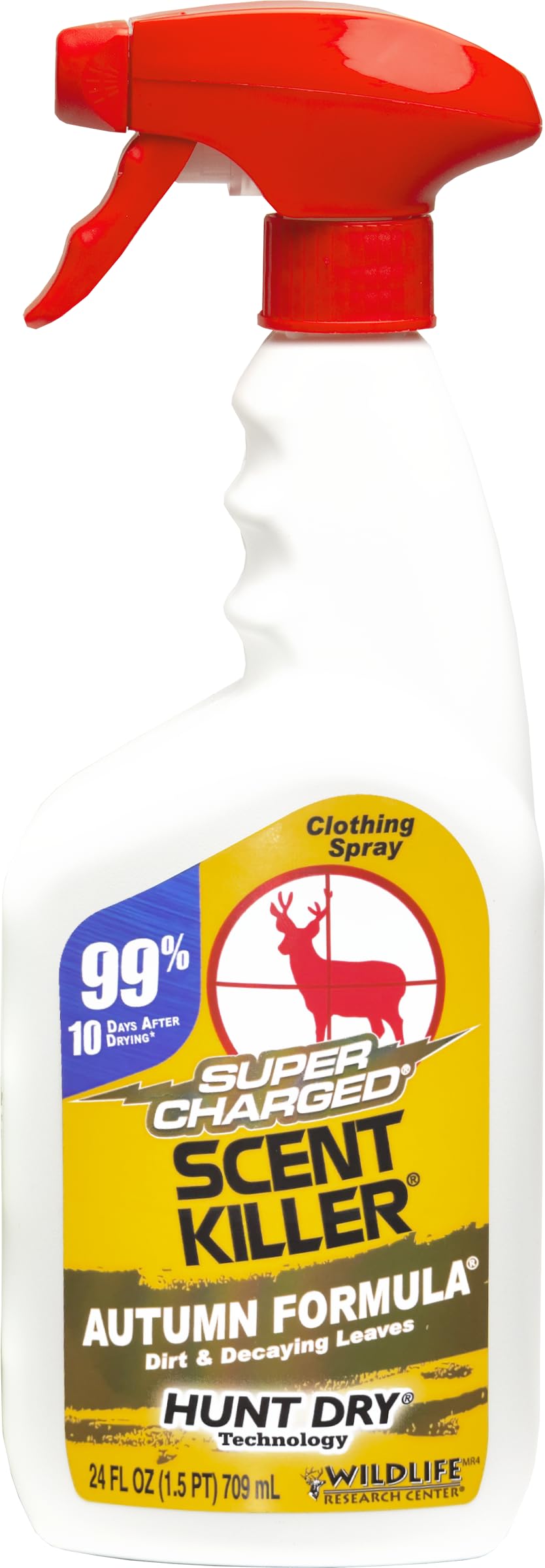 Wildlife Research Center Scent Killer Autumn Formula bottle shown to reduce human odor in the field.