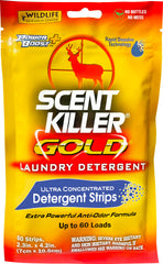 Wildlife Research Center Scent Killer Gold strips packaging for odor control during hunts.