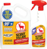 Wildlife Research Center Scent Killer spray bottle applied on gear for odor reduction