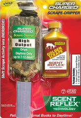 Wildlife Research Center Scrape-Dripper on a tree promotes daytime deer visits