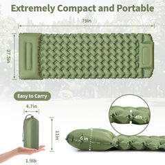 Wildoms sleeping pad built-in pump enables quick 60-second inflation.