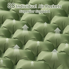 Wildoms sleeping pad ergonomic pillow aligns neck for comfortable camping rest.