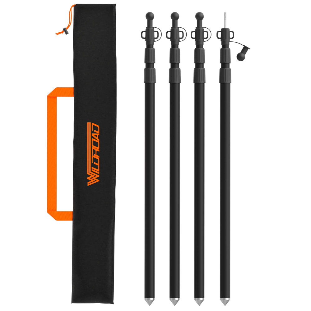 Wildroad tarp poles telescoping extensions for easy setup and height adjustability
