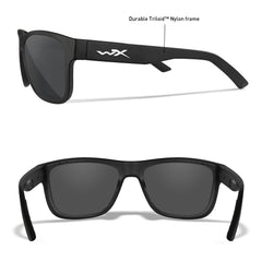 Wiley X Ovation matte black frames, lightweight and comfortable for extended wear.