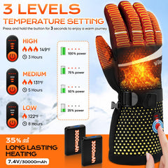Wilkpow heated gloves battery indicators display remaining power for planned winter outings