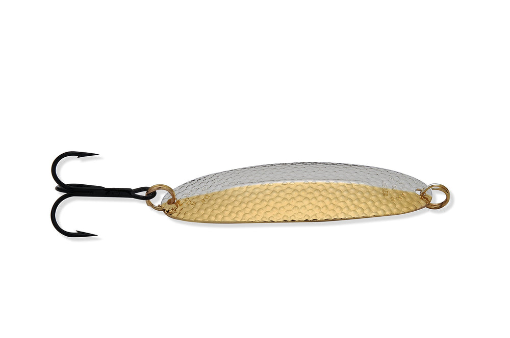 Williams Wabler lure, large silver-gold nu-wrinkle finish, versatile fishing scenarios