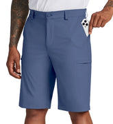 Willit men's golf shorts blue front view highlighting stretch fabric for all-day comfort.