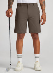 Willit men's golf shorts stretch-demo highlighting elastane comfort and flexible movement.
