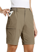 Willit women's 10in hiking shorts front view for flexible trail movement