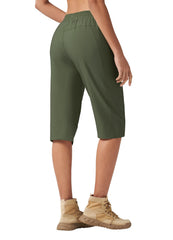 Willit women's 15-inch hiking long shorts zippered-pocket view — secure storage for keys and phone.