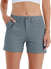 Willit shorts show five-pocket design with secure zippered pocket for keys and cash.