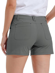 Willit women's golf shorts Forge Grey back view with drop-in pockets for storage