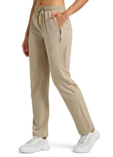 Willit women's hiking pants fabric close-up highlights quick-dry, eco-friendly material for all-day comfort.