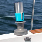 Winch Caddy Plus light blue mounted on a standard sailing winch