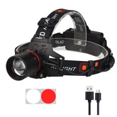 WINDFIRE headlamp white and red LEDs in a 2in1 design for versatile night lighting.