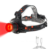 WINDFIRE red light headlamp worn on head for hands-free night hunting and stargazing.