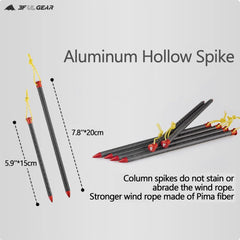 Windhike 3F UL Gear tent stakes securing ground for hammocks and tents on varied terrains.