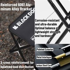 Windhike Blackdog 11in ultralight stool seen in a side view.