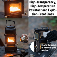 Windhike Blackdog cooking setup demonstrates kettle compatibility for compact meals.