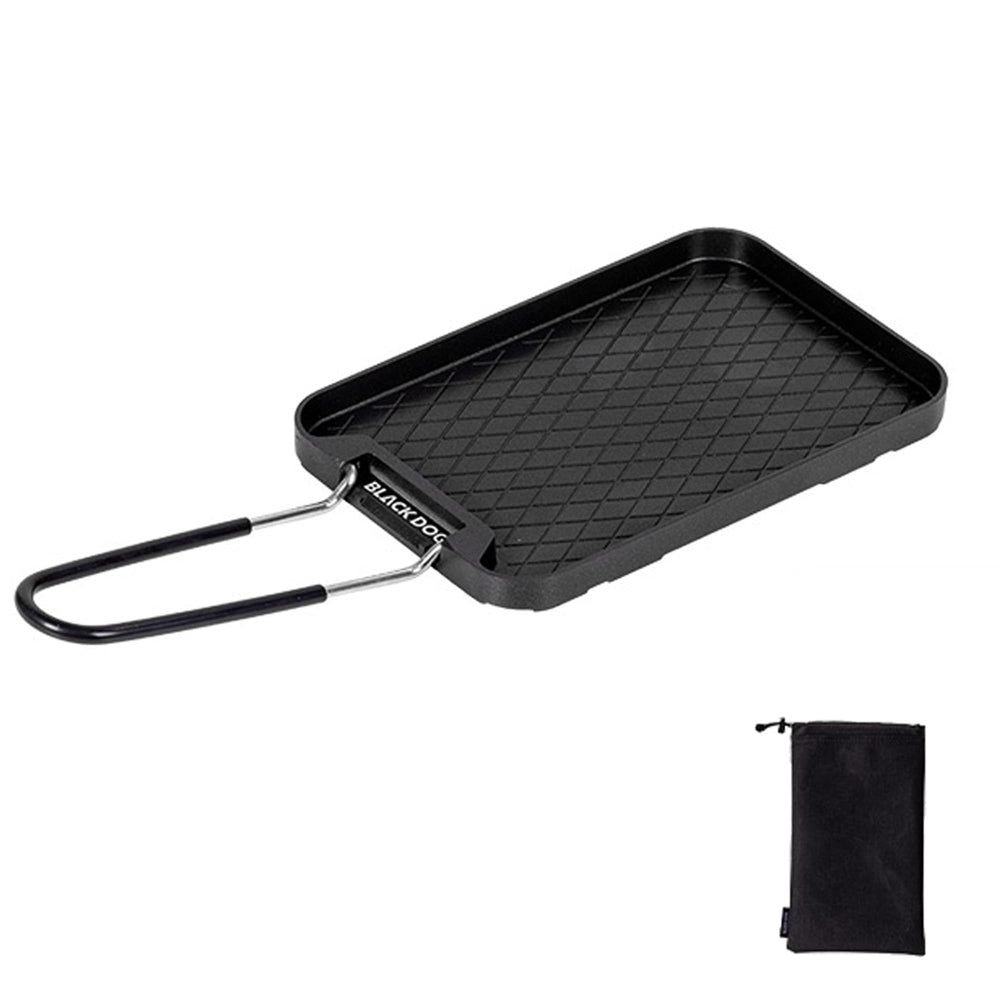 Windhike Blackdog frying pan on a camping oil stove for easy camp meals.