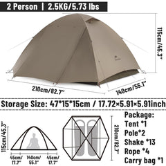 Windhike Naturehike Cloud River Tent side view highlighting compact 2-person space.