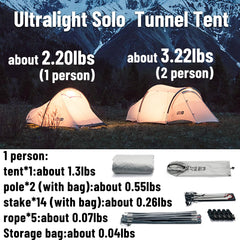 Windhike Naturehike ultralight solo tent vestibule storage for gear